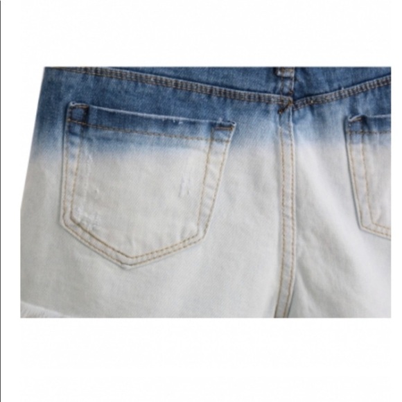 Ombré Shorts Jean Denim Distress Blue Size 10 - Picture 5 of 7